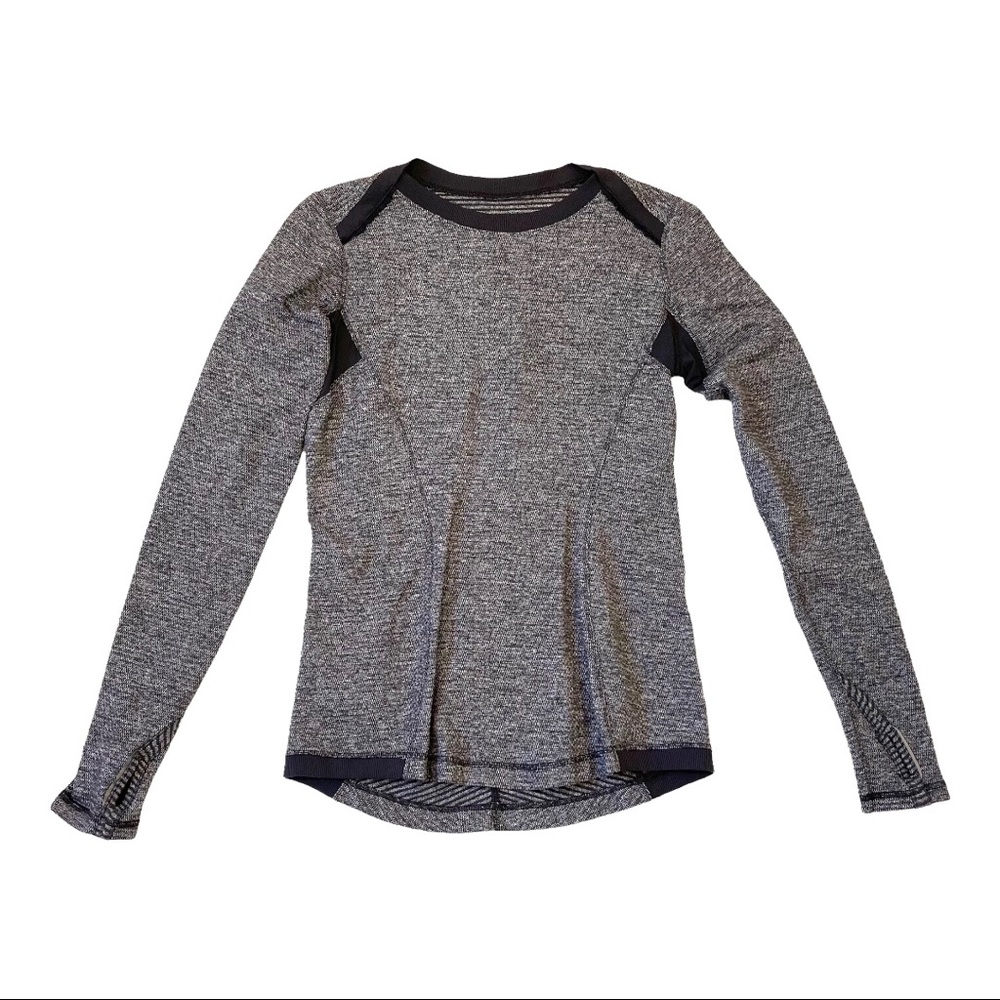 LULULEMON Black/ Gray Knit Pullover Top Sweatshirt